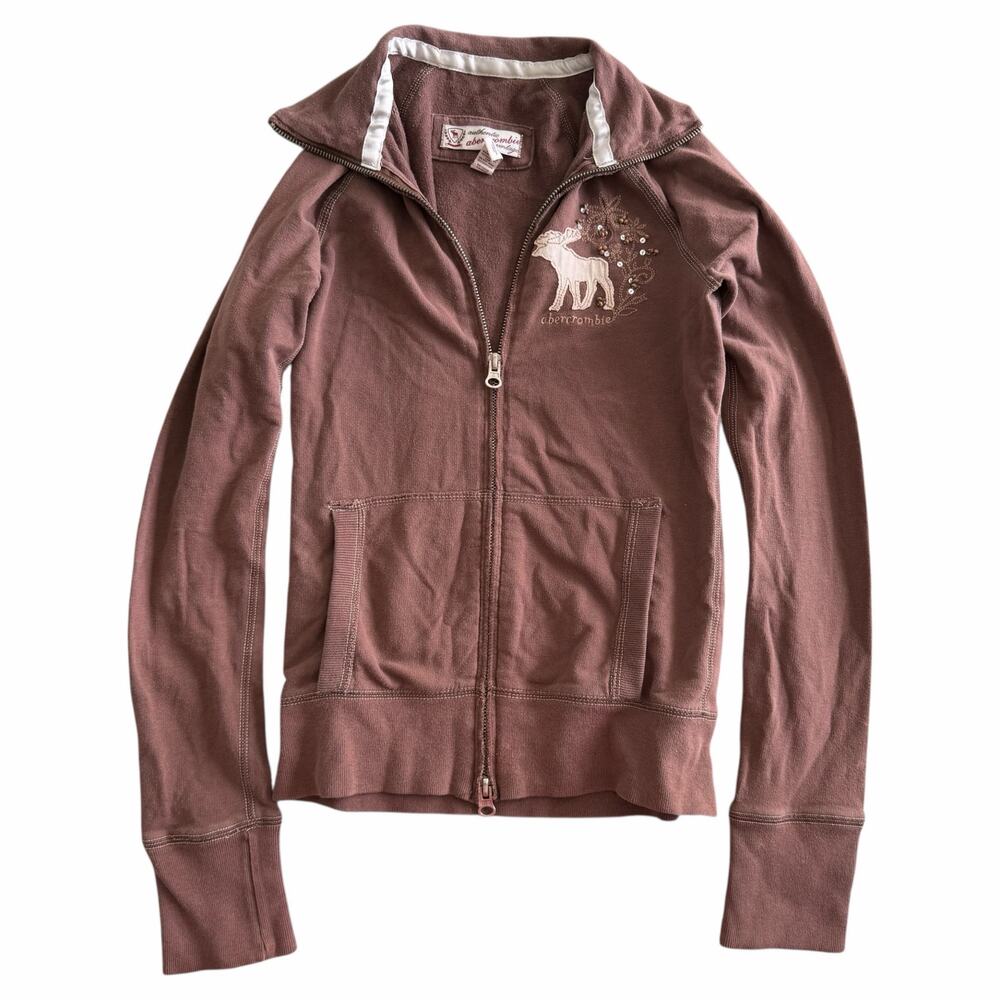 Vintage Abercrombie & Fitch Full-Zip Embroidered Moose Hoodie Size Small